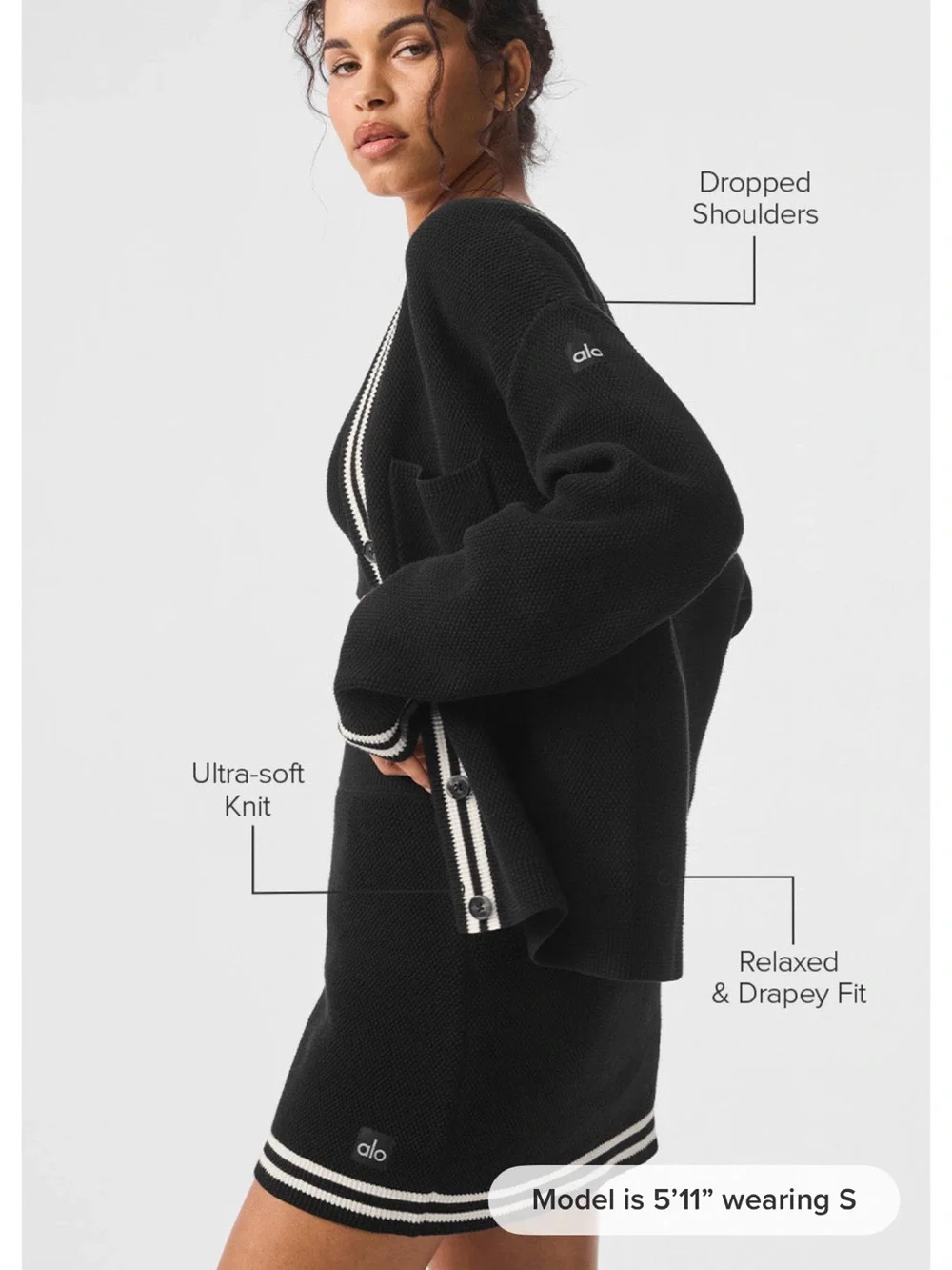 Alo yoga Tennis club sweater knit cardigan